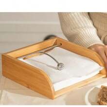 Napkin Holder For Table Decoration, Kitchen, Bamboo Napkin Holder, Iron Stand - 摩卡棕 - 查看 2