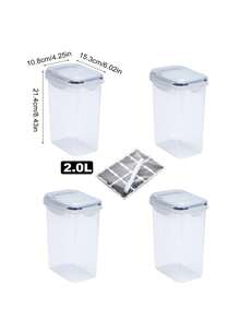 2/4 Piece Airtight Food Storage Containers, Plastic Spaghetti Containers With Lids, For Kitchen Pantry Organization And Storage, Include Labels And Pen - White - View 13