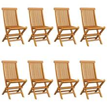 vidaXL 8 Stück Gartenstühle Mit Grauen Kissen, Massivholz Teak - Grau - Übersicht 2