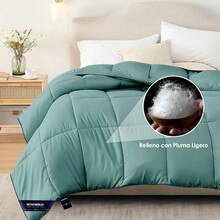 NOVANGUA Edredon Acolchado Duvet SuaveEdredón de Pluma con 4 agarraderas en Las Esquinas Ultra Suave y Reversible para Cualquier Temporada Doble Costura Transpirable Apto para Lavadora - verde - Ver 3