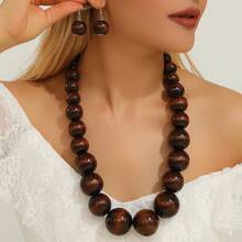 Bohemian Style Vintage Women's Long Beaded Necklace And Earring Set, Unique Women's Jewelry Set