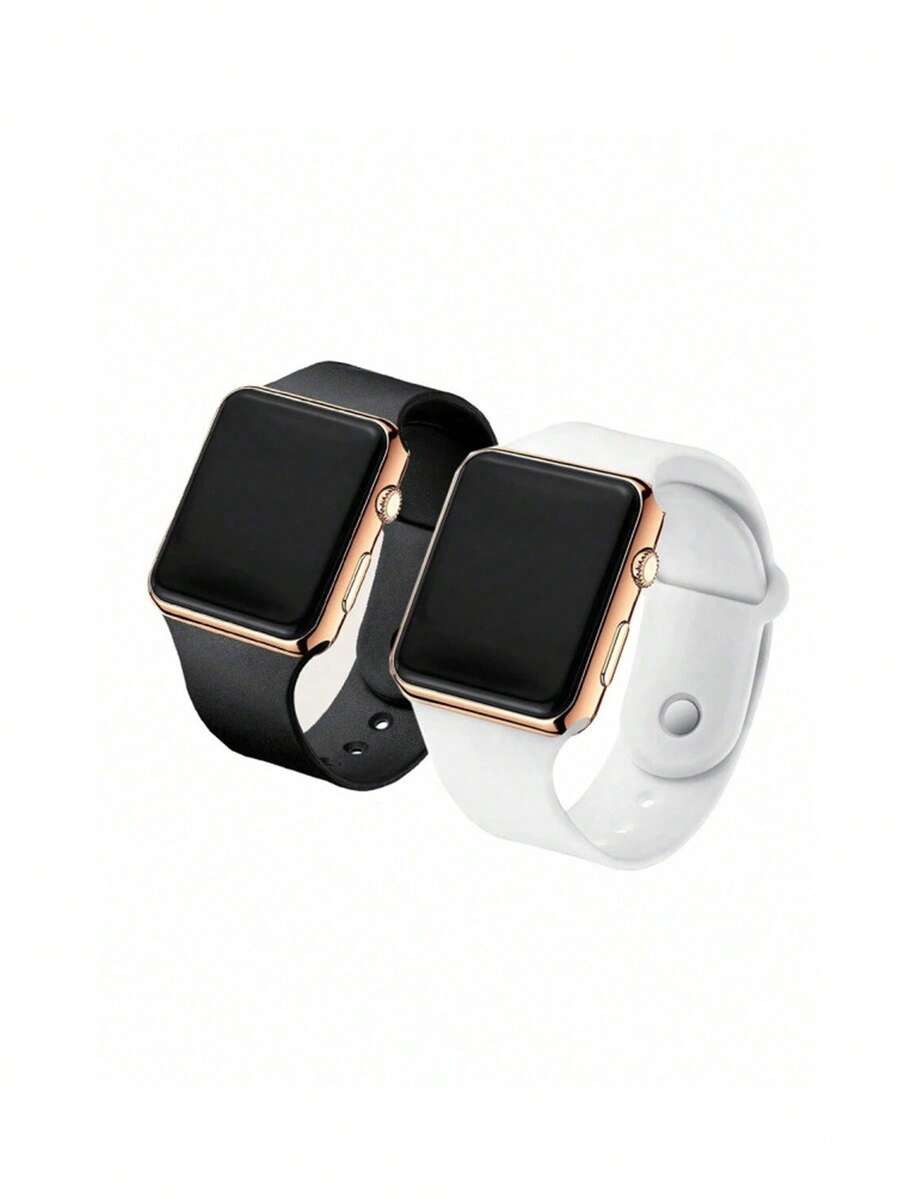 2pcs/Set Casual Sports LED Electronic Couple Watches, Suitable As Student Back-To-School Gift - Multicolor - View 1