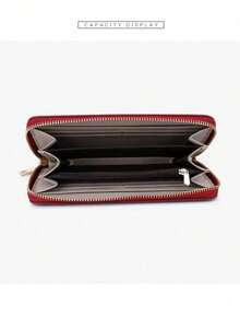 Cartera Gran Capacidad Multicapa, Bolso Mano Con Cremaller T9612-042 - Negro - Ver 9