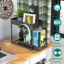 1 pieza Estantería de almacenamiento tipo cajón, Estantería de almacenamiento de montaje, Estantería de almacenamiento de uso múltiple, Para contenedor de clasificación de artículos de escritorio blanco/negro, Organizador modular, Estantería de espacio de trabajo versátil - Negro-2 piezas - Ver 6