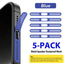 ZYONS 5 piezas para iPhone 17 Pro Max/17 Air/16 Pro Max/16/15/14/13/12 Series, rejilla de metal antipolvo para altavoz, hecha de material de metal duradero, en colores negro/plateado/naranja cósmico/dorado/verde/rojo/azul/morado/titanio del desierto y talla grande colores