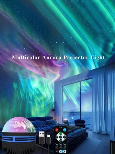 1 Stück Neue Aurora 16-Farben rotierende RGB Smart Light | Aurora Atmosphäre Projektions Smart LED Glühbirne | USB Deckenprojektor & Nachtlicht, geeignet für Partys, Schlafzimmer, Büro, Wohnzimmer, Gaming, Partys, Restaurants, Theater, Dekoration, mit Fernbedienung, dimmbar (USB-betrieben) - perfektes Geschenk zu Weihnachten, Valentinstag, Ostern, Halloween