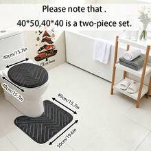 3pcs/Set Bathroom Toilet Mat Set: 1pc Non-Slip Absorbent Mat, 1pc Bathroom Door Mat, 1pc Bathtub Floor Mat, 1pc Bedroom Non-Slip Mat, 1pc Washable Rug, 1pc Shower Mat, 1pc Outdoor Entrance Mat, Bathroom Accessories, Square Mats, Soft & Comfortable Laundry Room Non-Slip Small Mat, Small Carpet 40*50 1pc, 40*60 1pc, 40*50+40*40 2pcs 3pcs - Black - View 2