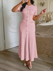 بلوزة أنيقة للنساء ذات رقبة مستديرة وأكمام قصيرة،...