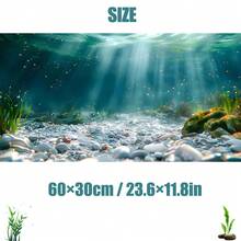 水下风景水族箱背景贴纸，阳光河底沙石鱼缸背景，爬行动物饲养箱装饰，可移除防水耐用水族箱背景贴纸，适用于各种尺寸