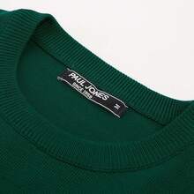 Jersey de cuello redondo a rayas para hombres, suéter de punto fino con contraste - Verde - Ver 8