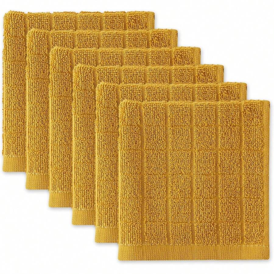Juego básico de paños de cocina de toalla de rizo con cuadros, 12x12, rojo, 6 piezas, 2025 - Hierba de limón - Ver 1