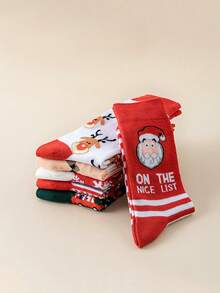 6 Pairs Christmas Socks - Festive Santa, Reindeer, Snowflakes, Candy Canes - Green, Golden, Red Holiday Colors - Machine Washable - For Christmas Party Favors, Stocking Stuffers, Gift Exchanges - Unisex Adult Socks - Bulk Christmas Decorations, Christmas Socks, Seasonal Footwear, Cheerful Patterns, Durable Material, Holiday Shoppers, Christmas Decor, Cartoon Patterns, Comfortable Material, Party Planners