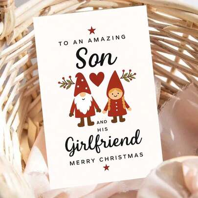 Traditional German Christmas Greeting Card Featuring Jolly Santa Claus With Gift Sack And Festively Decorated Tree - Heartfelt Wishes For Peaceful Holidays, Inner Strength, Joyful Moments And Hopeful New Year With Holly Berry Accents