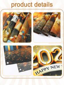 1件2026新年快乐金色背景横幅，新年气球形状涤纶悬挂旗帜背景布，庆祝派对家居房间家庭活动拍照背景墙装饰，新年礼物，花园庭院装饰花园旗帜，悬挂装饰，派对拍照道具，2026新年装饰，派对礼品 - AI新年風格A款 - 查看 11