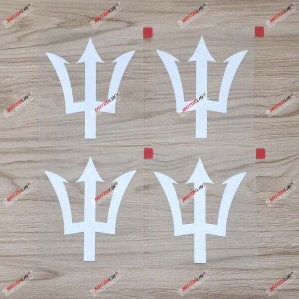 4X White 4&#39;&#39; Trident Flag Of Barbados Decal Sticker Car Vinyl Die Cut No Bkgrd