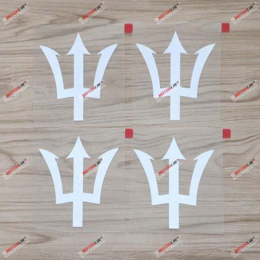 4X White 4'' Trident Flag Of Barbados Decal Sticker Car Vinyl Die Cut No Bkgrd