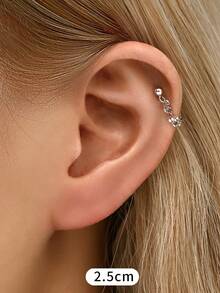 1 Piece Of 925 Sterling Silver Electroplated 14k Gold Chain Stud Earrings, Minimalist And Hypoallergenic Stud Earrings, Suitable For Women To Wear Daily Or At Parties (Available In Chain Sizes Of 2.3cm And 3cm)