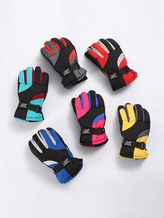 1 Pair Kids Ski Gloves, Thermal Lined Thick Winter Gloves For Children, Cold-Proof Warm Gloves For Skiing, Snowplay, Hiking, Ages 5-9