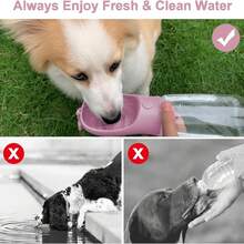 Dog Water Bottle,Portable Pet Water Bottle With Food Container,Outdoor Portable Water Dispenser For Cat, Dog, Pets For Walking,Hiking,Travel,Walk The Dog Essentials, Dog Stuff - 粉色 - 查看 6
