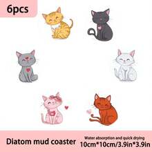 4 buc/6 buc/300 buc pahare cu desene animate cu pisică drăguță, model tematic cu noroi de diatomee, pahare cu cafea, decorațiuni multi-ocazie pentru casă și restaurant, cadouri zilnice, decorațiuni de masă, decorațiuni zilnice, decorațiuni tematice pentru petreceri - Multicolor - Vizualizare 6