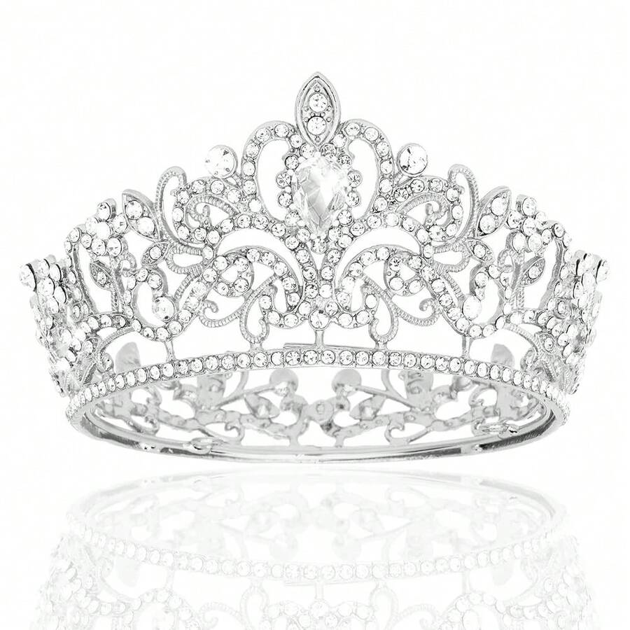 CIEHER Silver Small Tiara Cake Topper Mini Crown Princess Tiara Birthday Crown Wedding Cake Decoration For Wedding Birthday Party Cake{Inchcolor_nameinch:InchSilverinch} - Silver - 查看 1