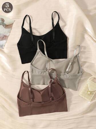 3pcs/Set Women's Breathable Wireless Removable Pad Backless Bra