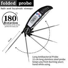 Termómetro de alimentos, GVTECH termómetro digital de lectura instant para carne, termómetro de cocina de sonda larga plegable con ° F/ ° C, perfecto para cocina, ahumador, barbacoa, baño de agua (negro) - 1 - Ver 3