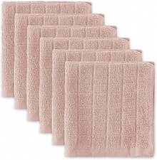 Juego básico de paños de cocina de toalla de rizo con cuadros, 12x12, rojo, 6 piezas, 2025 - Malva pálido - Ver 4