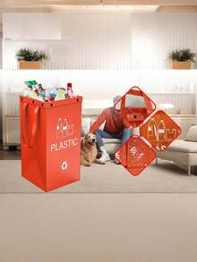 1pc PP Storage Bag, Handbag, Waterproof Garbage Classification Bag, Home Trash Cans, Garbage Bag, Foldable Commercial Trash Can, Hotel Waste Bin, Kitchen Trash Can, Button Stitched Bin, Easy Clean Material - Multicolor - View 7