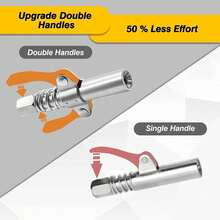 Grease Gun Coupler Double Handle High Pressure Quick Release Lock Nozzles W/Hose - Silver - View 9