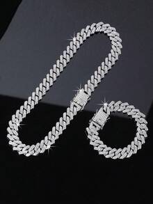 CVNANA 2件套时尚朋克风项链手链套装,男士首饰套装,嘻哈风格说唱歌手首饰,流行链首饰,生日/圣诞节/感恩节礼物 - 5261LX - 查看 9