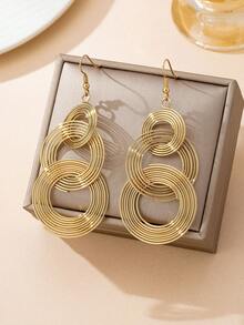 Bộ vòng cổ và hoa tai xoắn ốc rỗng kiểu Punk thời trang, phù hợp cho trang phục hàng ngày, tiệc tùng, lễ hội âm nhạc của phụ nữ - Vàng - Xem 3