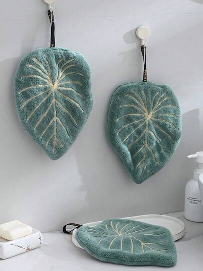 1 件/3 件创意叶子设计手巾，悬挂式装饰毛巾，适用于厨房、浴室、卧室，吸水且易于清洁，个性化毛巾