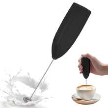 Battery Operated Milk Frother, Handheld Milkshake Maker, Stainless Steel Drink Mixer Whisk Perfect For Coffee, Latte, Cappuccino, Frappe, Matcha, Hot Chocolate Back To School - Black - View 10