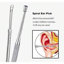 Ear Wax Removal Kit, 5 Pcs Stainless Metal Earwax Removal Adults With Ear Spoon Spring, Ear Cleaning Reusable - bộ 5 - Xem 5