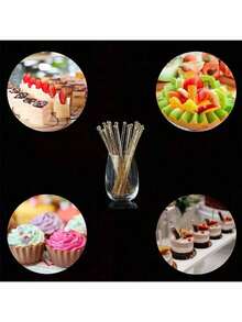 200/100/50/20/10pcs Elegant Gold Glitter Swizzle Sticks, Transparent Crystal Cocktail Stirrers - Ideal For Cocktails, Desserts And Coffee - Perfect For Christmas, Weddings, Birthdays And More - 7.24 Inch Plastic Mixer, Valentine's Day Gift, Party, Birthday - Multicolor - View 7