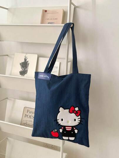Bolso de lona con diseño de dibujos animados lindo para mujer, bolso de hombro espacioso y casual, bolsa de la compra ligera, regalo de moda Kawaii