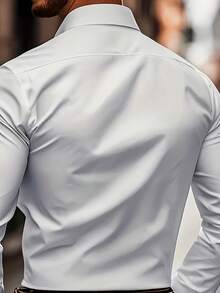 Kit Of 2 Men's Long-Sleeved Plus-Size Shirts, Solid Color, Business Casual Style, Comfortable And Breathable. - trắng/rượu vang - Xem 3