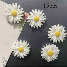 2 piezas/5 piezas/8 piezas/10 piezas/15 piezas Imanes de nevera con flores de margarita - Imanes ovalados de plástico blanco y amarillo, adecuados para la organización del hogar y la oficina, excelentes para la decoración de vacaciones, regalos y uso en la cocina, imanes de refrigerador - Blanco - Ver 11