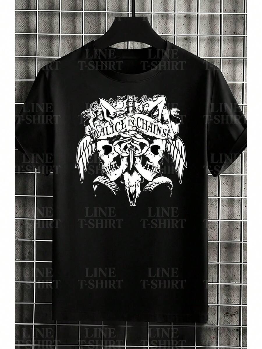 Alice In Chains Rock Band T-Shirt, Grunge, International Music, Unisex, Men's/Women's, 100% Cotton, Top Premium Streetwear, New Release, Immediate Shipping, Various Colors!! Plus Size - 愛麗絲囚徒8 - 查看 1