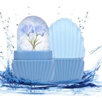 Ice Cube Roller For Face,Eyes And Neck,Reusable Silicone Ice Mold Mermaid Shell Shape For Shrink Pores Anti Wrinkle And Skin Beauty Care,Reduce Migraine Pain,Gua Sha Face Massage Tools (Pink)