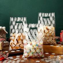 50 Pcs Christmas Bag Gift Bulk Plastic White Snowflake Treat Bags Goody Bags With Handles Christmas Gifts Candy Gift For Winter Party Supplies Party Favor Decoration - White - View 3