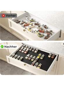 4 件装抽屉式调料架，调料抽屉内衬，4 层抽屉收纳系统，厨房、台面、橱柜、搁架收纳架，黑色，可伸缩调料架，抽屉式调料收纳架，调料内衬架（不含调料罐） - 黑色 - 查看 6