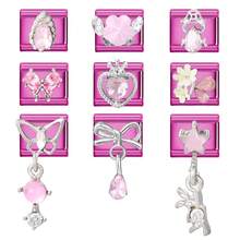 1pc Modular Bracelet, Rose Red Series, With Butterfly, Heart, Bow Elements, Rhinestone Design, Urban Casual Style, Essential For Christmas & Halloween, Autumn Tones, Local , Practical & Fashionable