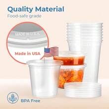 Food Storage Containers with Lids, Round Plastic Cups, US Made, 16 oz, Pint Size, Leak Proof, Airtight, Microwave Dishwasher Safe, Stackable, Reusable, White 36 Pack - 16 onzas - Ver 3