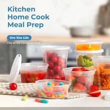 Food Storage Containers with Lids, Round Plastic Cups, US Made, 16 oz, Pint Size, Leak Proof, Airtight, Microwave Dishwasher Safe, Stackable, Reusable, White 36 Pack - 16 onzas - Ver 6