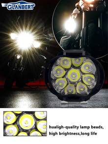 GLANBERT 2个摩托车LED灯装饰灯辅助灯，9颗LED灯珠，适用于多种车型