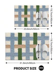 DAJIANG 1件装植绒浴室防滑垫，条纹几何图案，北欧风格，简约优雅，超厚柔软，防滑TPR底，蓬松吸水，可机洗，易于清洁，适用于家庭、客厅、浴室、梳妆台、浴缸、淋浴房、洗手池、宿舍、家居装饰、洗衣房、节日装饰、秋冬卧室装饰、感恩节、圣诞节装饰、厨房装饰地毯 - 彩色 - 查看 3