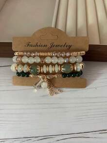 1pc Bohemian Style Multi-Color Beaded Bracelet For Women With Butterfly, Boat, Anchor And Elephant Shaped Alloy Pendants - Multicolor - View 27