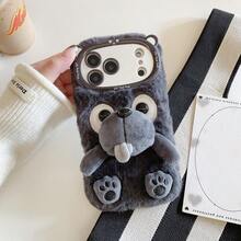 Funda de teléfono de peluche de chihuahua de dibujos animados, nueva temporada de invierno 2025, compatible con Apple 11 12 13 14 15 16 17 Air Pro Max, Galaxy S23 S24 S25 Plus Ultra, A14 A15 A16 A17 A05S A35 A26 A36 A56 A54 A55 A56 4G/5G, cubierta protectora suave de TPU a prueba de golpes - Gris - Ver 1